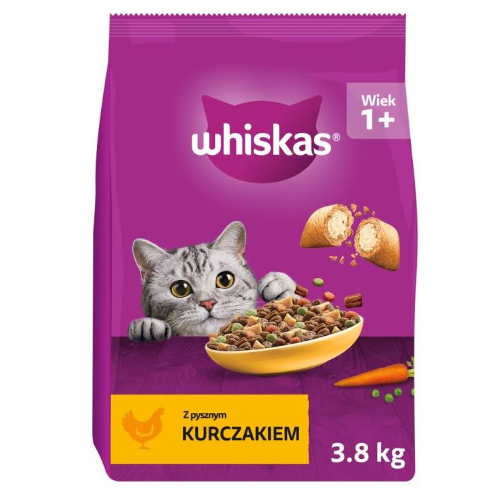 WHISKAS Adult z kurczakiem 3x3,8 kg sucha karma dla kotów