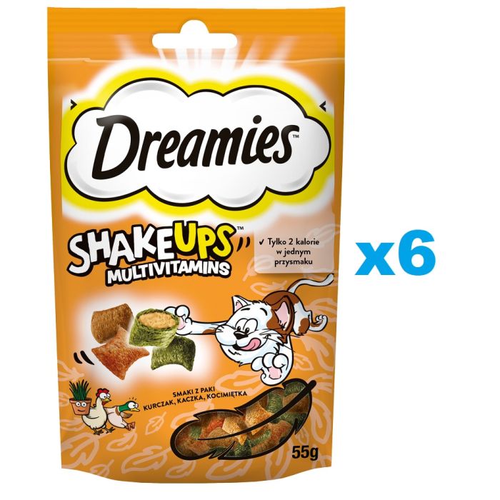 DREAMIES ShakeUps Multivitamins 6x55g przysmak dla kota z kurczakiem, kaczką i kocimiętką