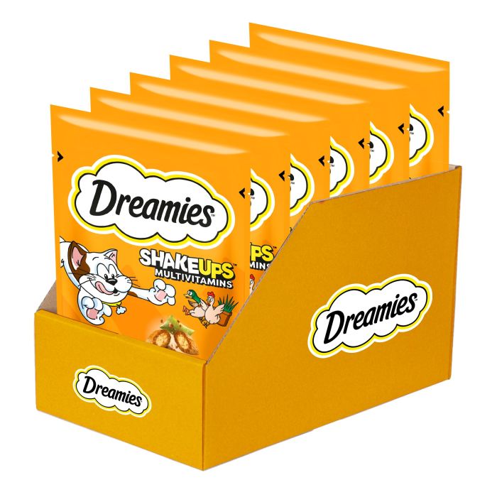 DREAMIES Shake Ups Multivitamins Chrupiące przysmaki dla kota Smaki z paki 6 x 55 g