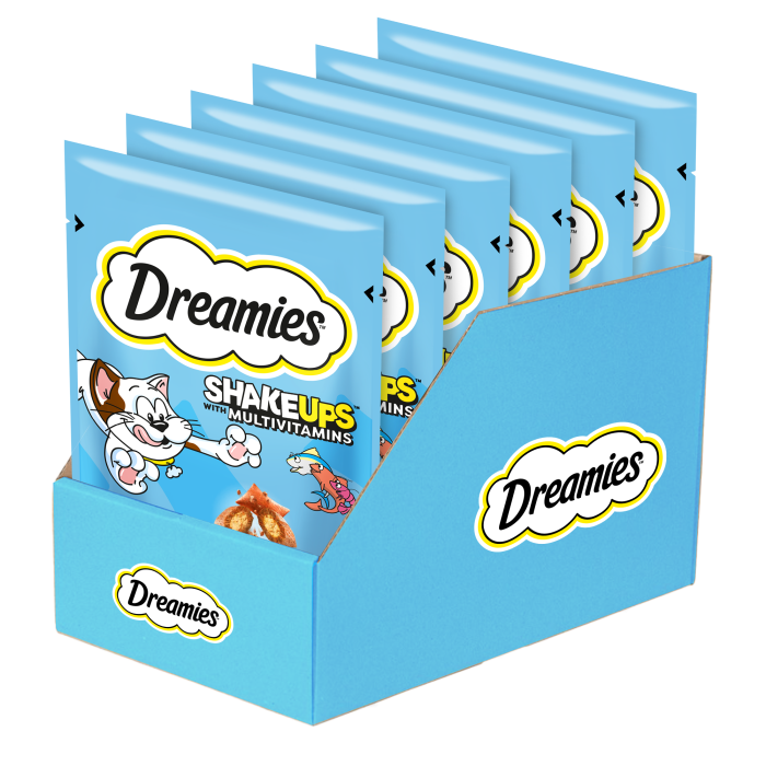 DREAMIES Shake Ups Multivitamins Chrupiące przysmaki dla kota Uczta z owocami morza 6 x 55 g