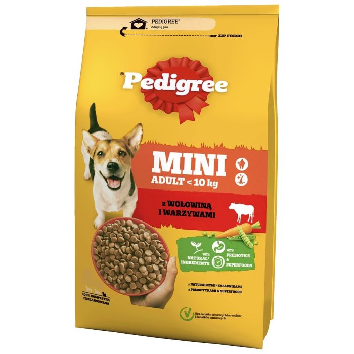 PEDIGREE Adult Mini 3x2,6 kg dla psów małych ras z wołowiną i warzywami