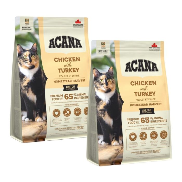 ACANA Homestead Harvest Cat 2x1,8 kg z kurczakiem i indykiem, dla dorosłych kotów
