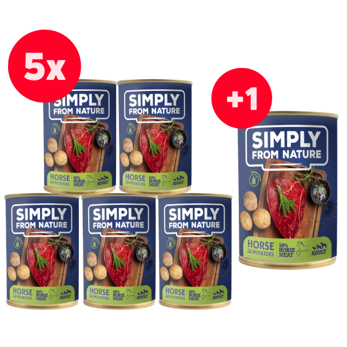 SIMPLY FROM NATURE Mokra karma dla psa Konina z ziemniakami 400g x 5+1 puszka GRATIS!