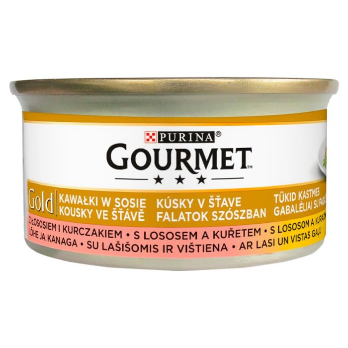 GOURMET Gold łosoś i kurczak w sosie dla kota 12x85 g