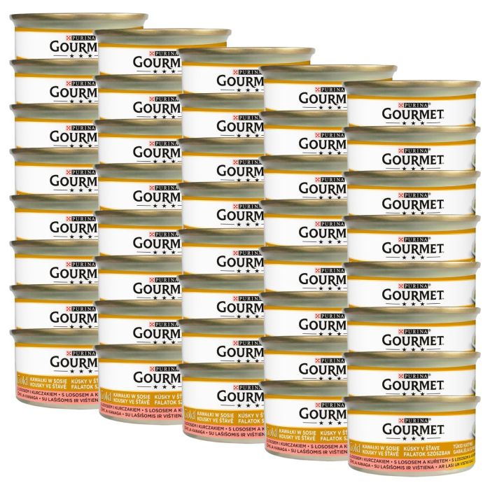 GOURMET Gold łosoś i kurczak w sosie dla kota 48x85 g