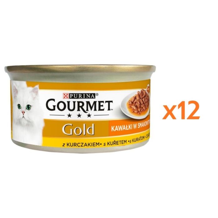 GOURMET Gold Sauce Delights z kurczakiem 12x85 g mokra karma dla kotów