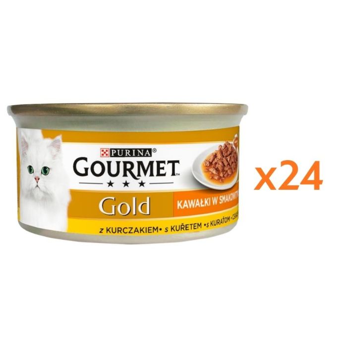 GOURMET Gold Sauce Delights z kurczakiem 24x85 g mokra karma dla kotów