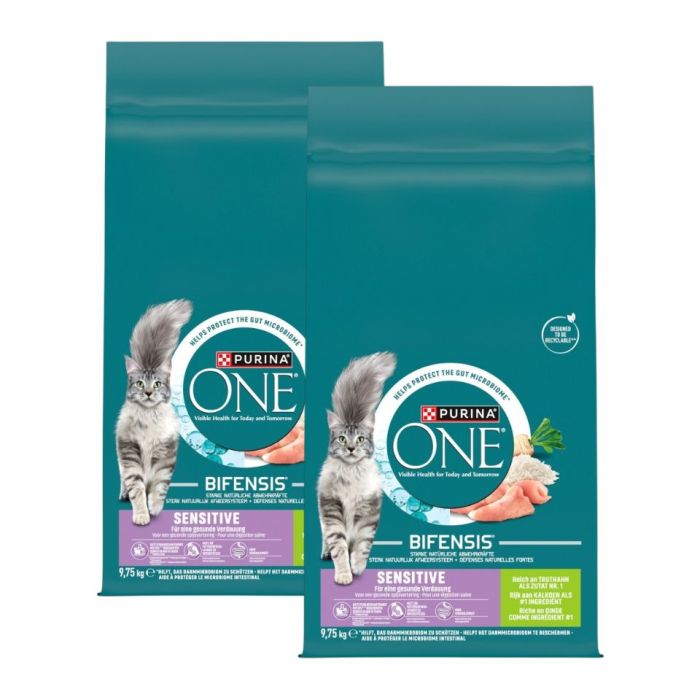 PURINA ONE Bifensis Sensitive Cat Turkey and Rice 19,5kg (2x9,75 kg) indyk i ryż, sucha karma dla kotów o wrażliwym układzie pokarmowym