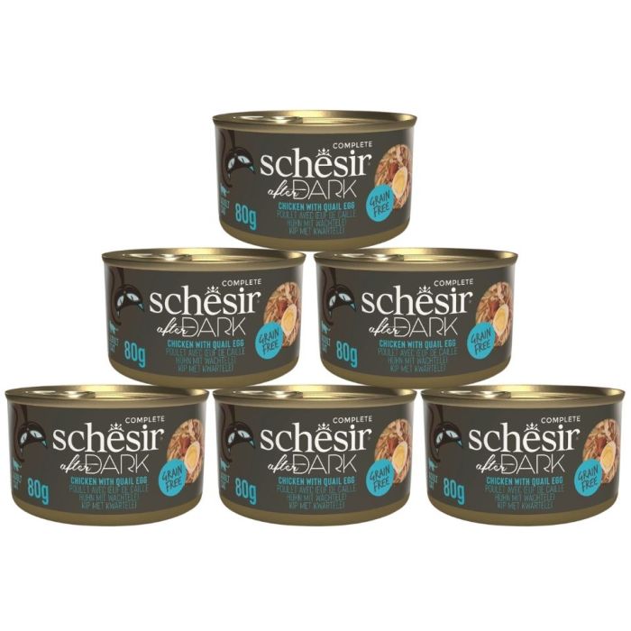 SCHESIR After Dark Kurczak w bulionie z jajkami przepiórczymi 6x80 g karma mokra dla kotów