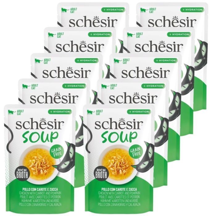 SCHESIR Soup Kurczak z dynią 10x40 g uzupełniająca zupa dla kotów