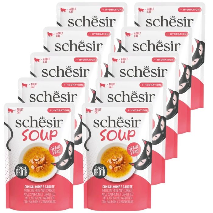 SCHESIR Soup Łosoś z marchewką 10x40 g uzupełniająca zupa dla kotów
