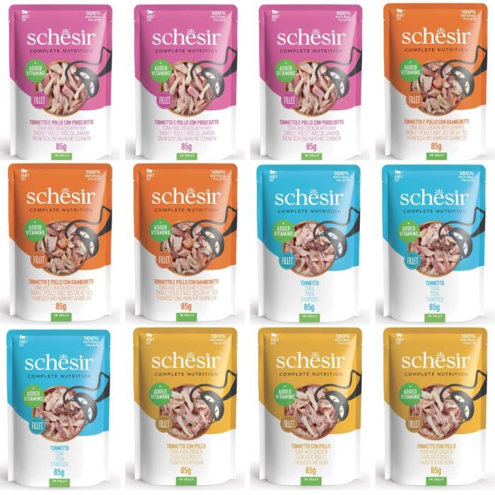 SCHESIR Zestaw dla Kota Mix 4 Smaków 12x85g