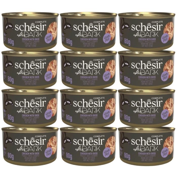 SCHESIR After Dark Kurczak w bulionie z kaczki 12x80 g karma mokra dla kotów