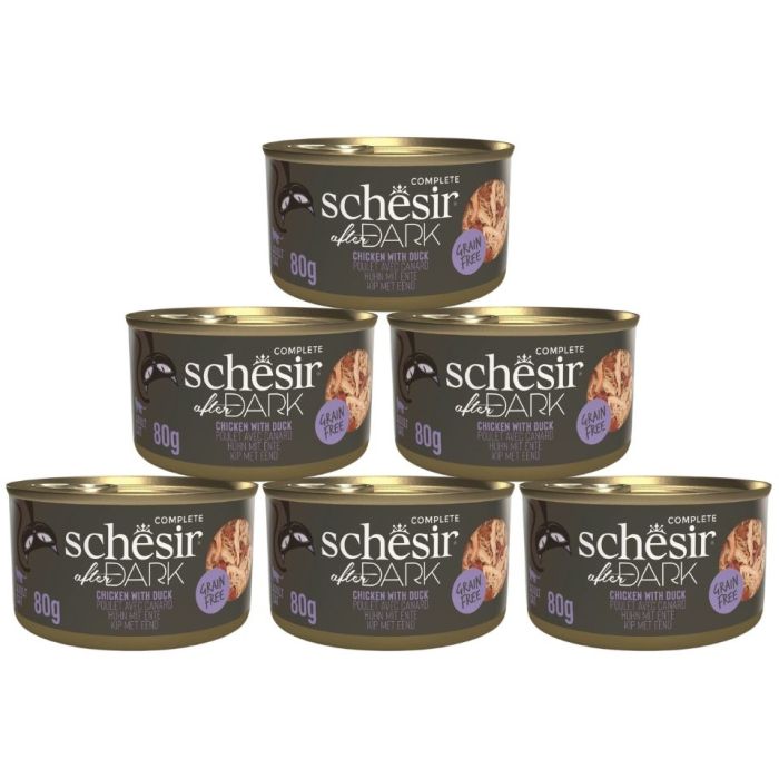 SCHESIR After Dark Kurczak w bulionie z kaczki 6x80 g karma mokra dla kotów