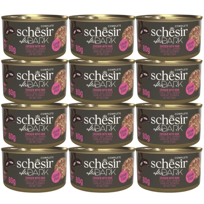SCHESIR After Dark Kurczak z szynką w bulionie 12x80 g karma mokra dla kotów