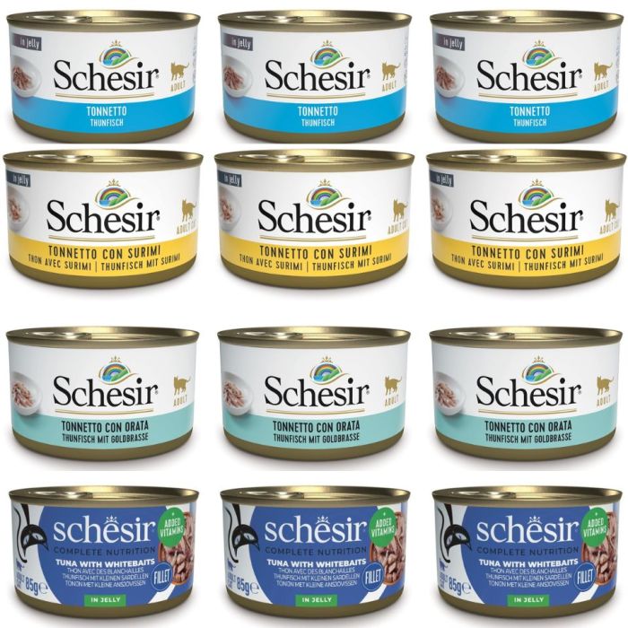 SCHESIR Zestaw rybna uczta w galaretce 12x85g (4 smaki)