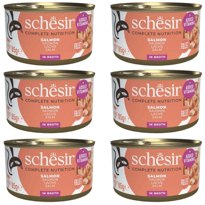 SCHESIR Łosoś w bulionie dla kotów 6x85 g