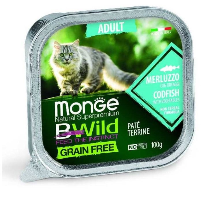 MONGE BWild bezzbożowy pasztet tacka 100g dla dorosłego kota