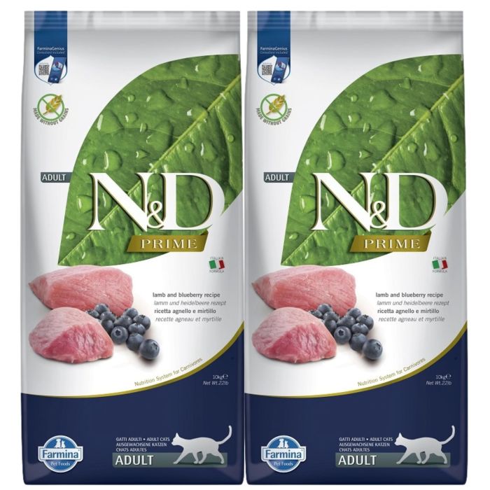 FARMINA N&D Prime Lamb & Bluberry Cat karma dla dorosłych kotów 2x10 kg