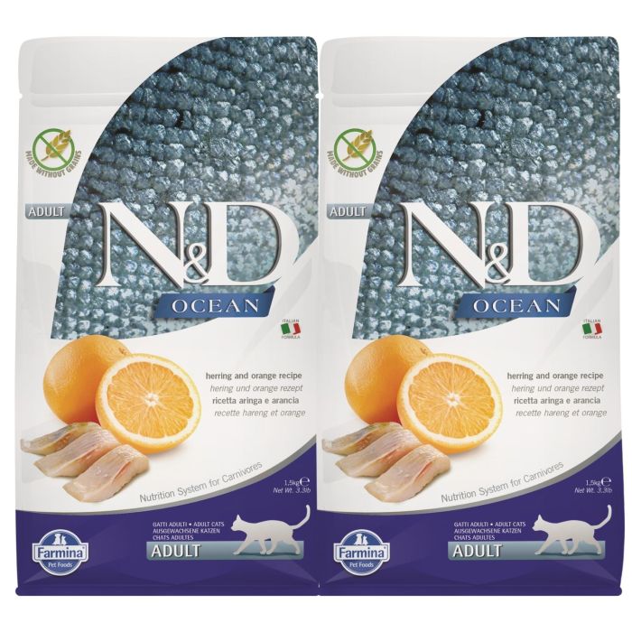 FARMINA N&D Ocean Cat Adult herring and orange 2x5 kg karma dla kota ze śledziem