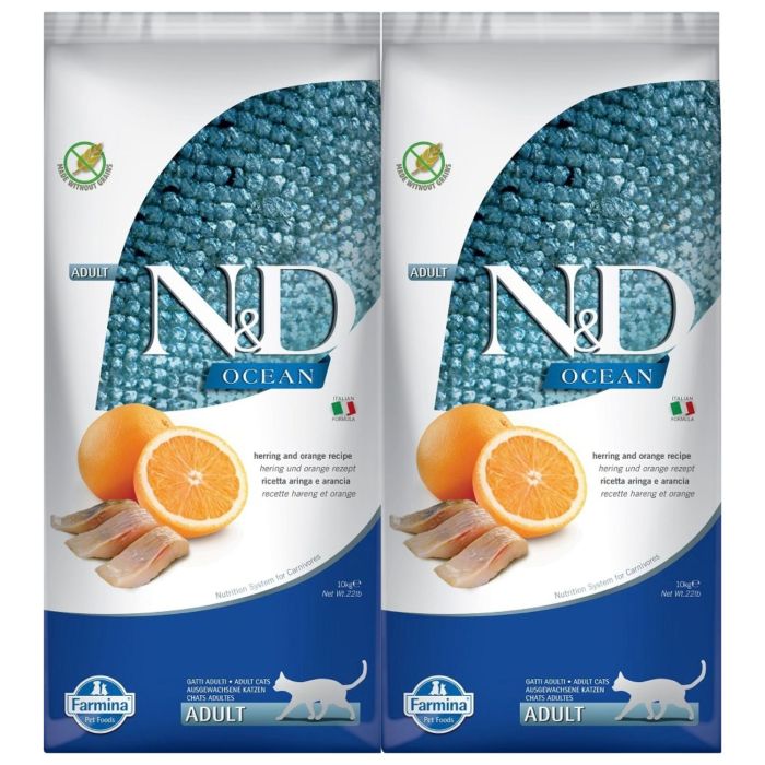 FARMINA N&D Ocean Cat Adult Herring & Orange sucha karma dla kotów ze śledziem i pomarańczą 2x10 kg
