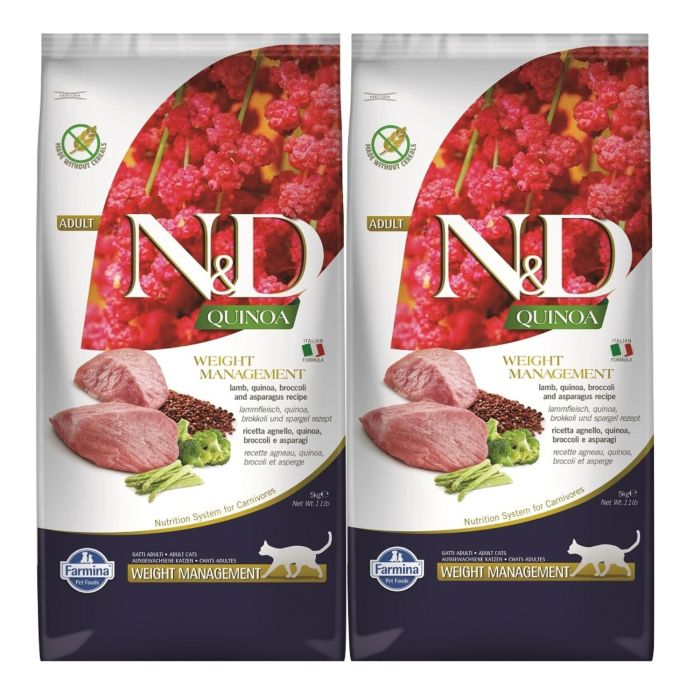FARMINA N&D Quinoa Cat weight managment jagnięcina i brokuły 2x5 kg