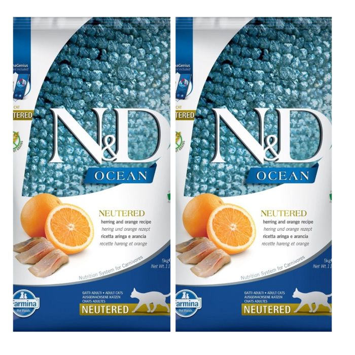 FARMINA N&D Ocean Cat Neutered Adult Herring & Orange 2x5 kg śledź i pomarańcza dla kastratów