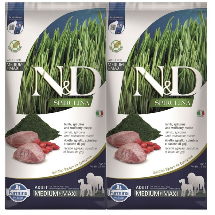 FARMINA N&D Spirulina Adult Medium&Maxi Lamb & Wolfberry 2x7 kg