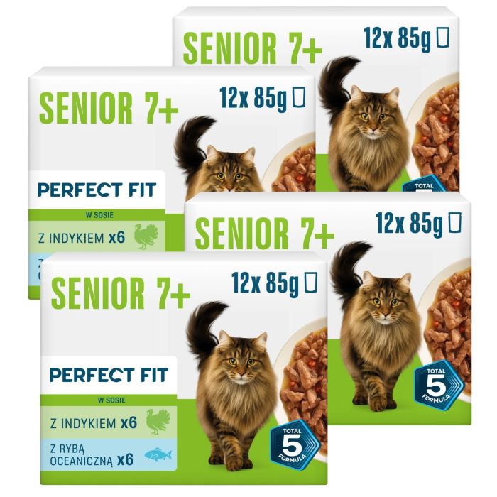PERFECT FIT Senior 7+ Mix Smaków 48 x 85g mokra karma dla starszych kotów