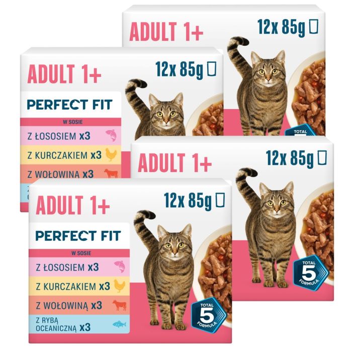 PERFECT FIT Adult 1+ Mix Smaków 48 x 85g mokra karma dla dorosłych kotów