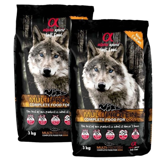 ALPHA SPIRIT Pełnowartościowa karma sucha-miękka dla psów Multiprotein 2 x 3kg