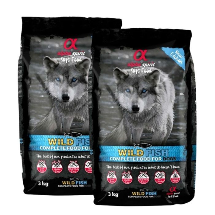 ALPHA SPIRIT Pełnoporcjowa karma sucha miękka dla psów Wild fish 2 x 3kg