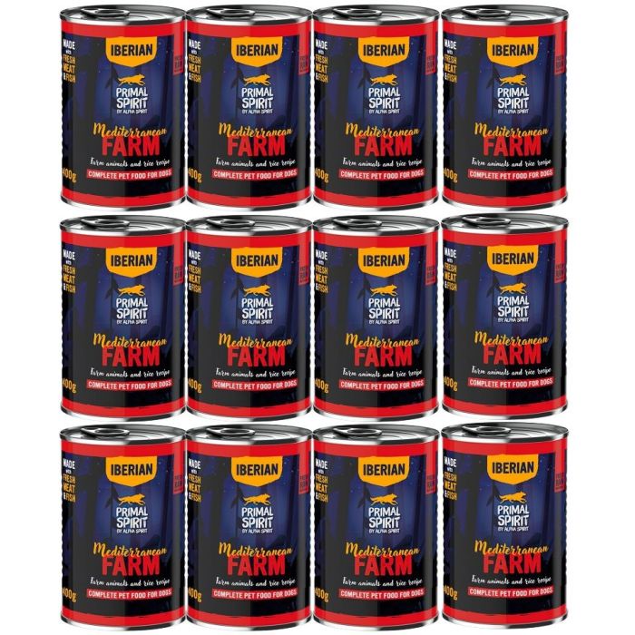 PRIMAL SPIRIT Iberian Mediterranean Farm mokra karma dla psa 12x400 g