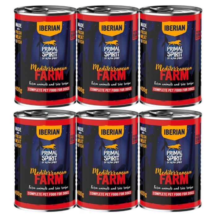 PRIMAL SPIRIT Iberian Mediterranean Farm mokra karma dla psa 6x400 g