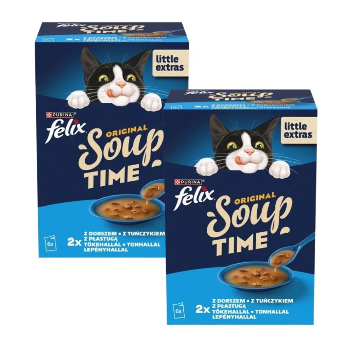 FELIX Original Soup Rybne smaki 12x48g z dorszem i tuńczykiem, uzupełniająca mokra karma dla kotów