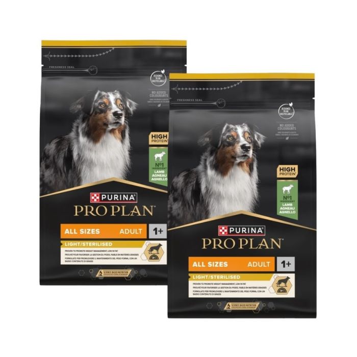 PURINA PRO PLAN Adult Light/Sterilised Bogata w Jagnięcinę 2x3 kg sucha karma dla psów po sterylizacji