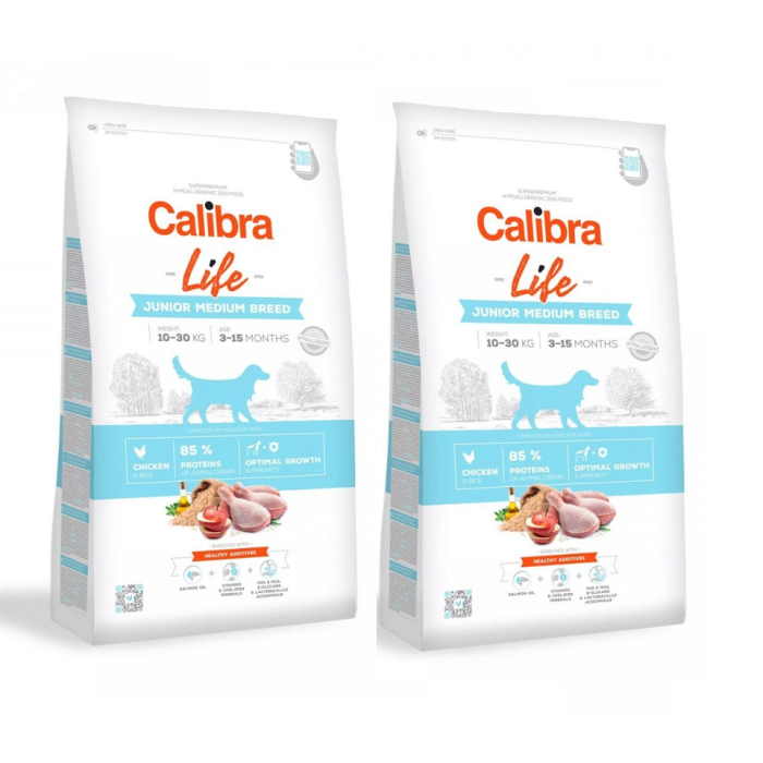 CALIBRA Dog Life Junior Medium Breed Chicken 24 kg (2 x 12 kg)