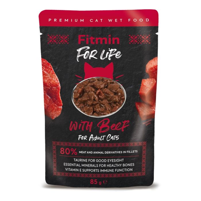 FITMIN For Life For Adult Cats Beef 28 x 85 g