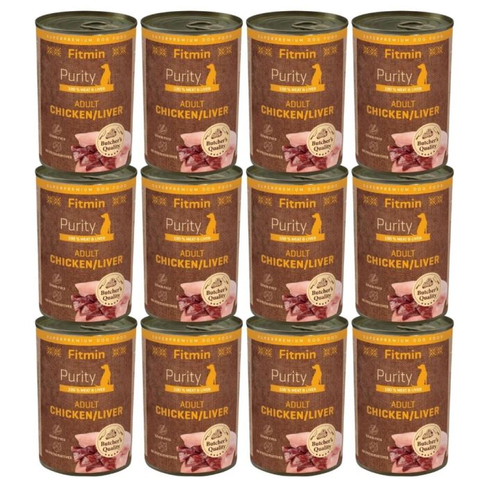FITMIN Purity Adult Chicken with Liver 12x400 g kurczak z wątróbką, mokra karma dla psów