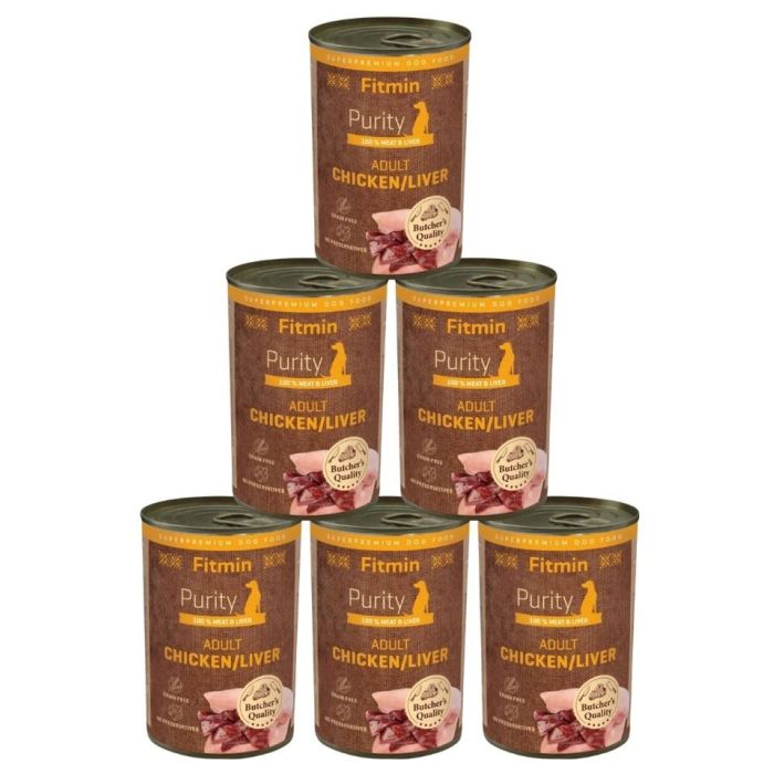FITMIN Purity Adult Chicken with Liver 6x400 g kurczak z wątróbką, mokra karma dla psów
