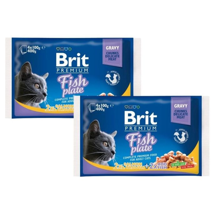BRIT Zestaw saszetek Cat Adult Fish Plate 8x100g