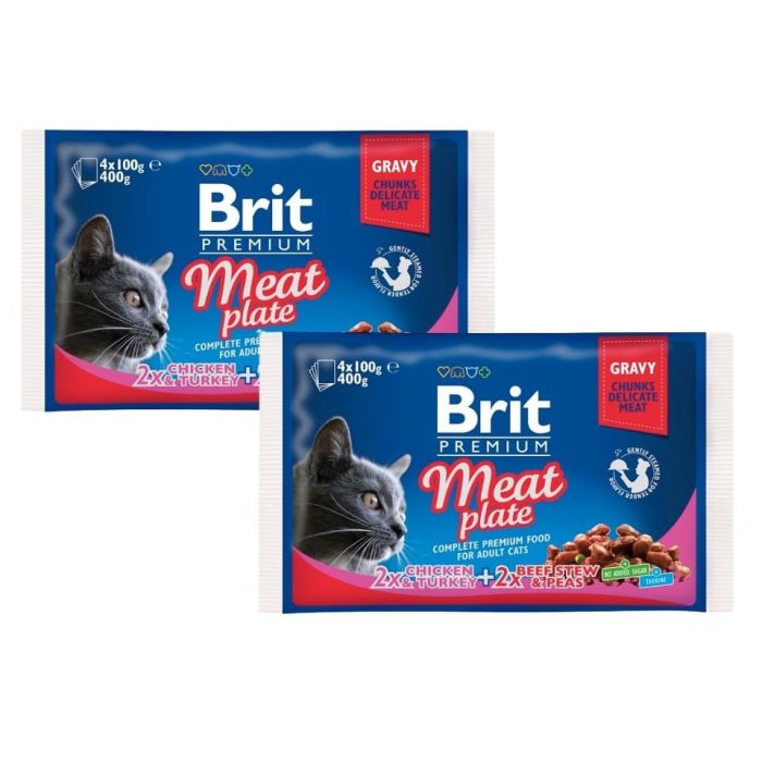 BRIT Zestaw saszetek Cat Adult Meat Plate 8x100g