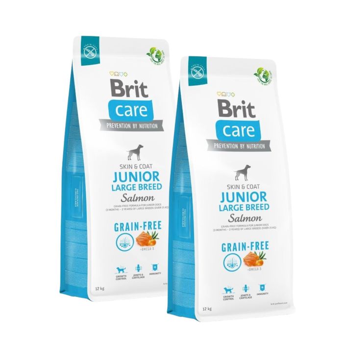 BRIT Care Grain-free Junior Large Breed karma sucha z łososiem 2x12 kg