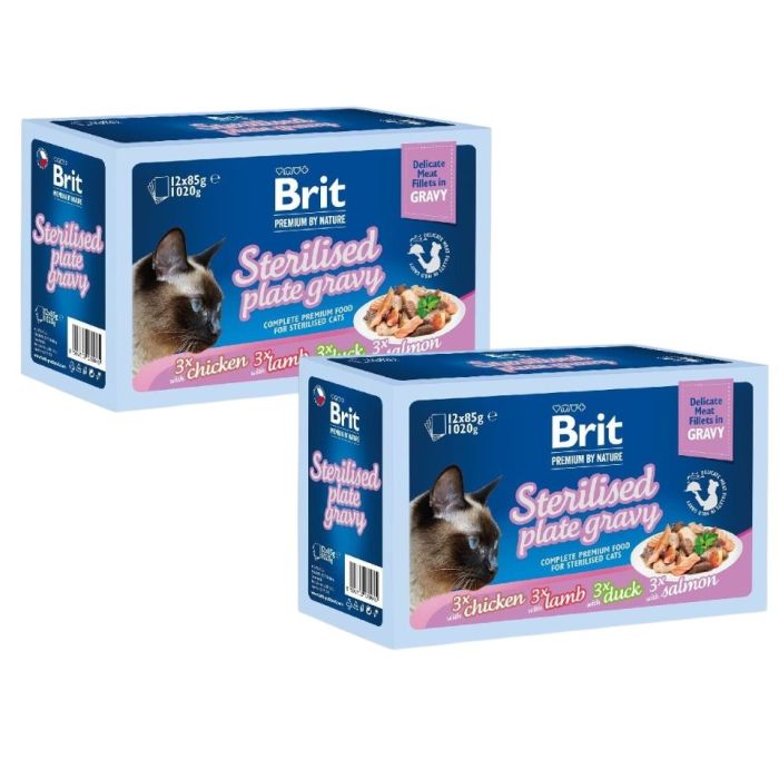 BRIT Premium by Nature Cat Delicate Fillets in Gravy Family Plate Sterilised 24x85g mokra karma w sosie dla dorosłych sterylizowanych kotów
