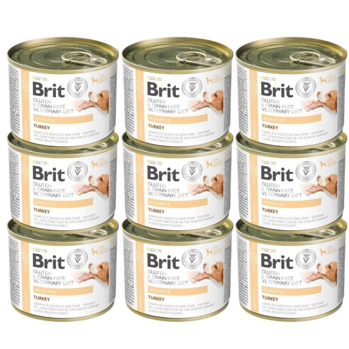 BRIT Veterinary Diet Grain Free Hepatic 12x200 g indyk z groszkiem zielonym dla psa na schorzenia wątroby