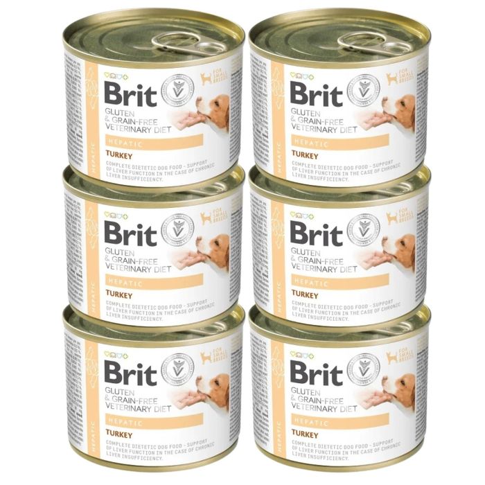 BRIT Veterinary Diet Grain Free Hepatic 6x200 g indyk z groszkiem zielonym dla psa na schorzenia wątroby