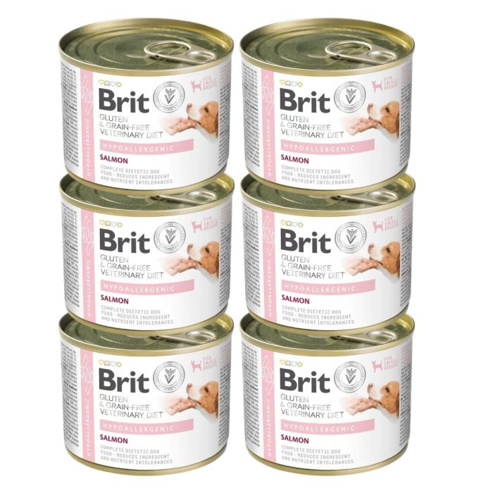 BRIT Veterinary Diet Grain Free Hypoallergenic 6x200 g łosoś z groszkiem dla psa z nietolerancją pokarmową