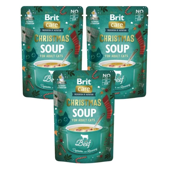 BRIT Care Cat Christmas Soup Beef 3x75g zupa z wołowiną i warzywami dla kotów