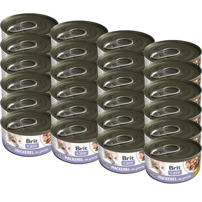 BRIT Care Cat Real Mackerel in Gravy 24x80 g filety z makreli w bulionie, mokra karma dla kotów