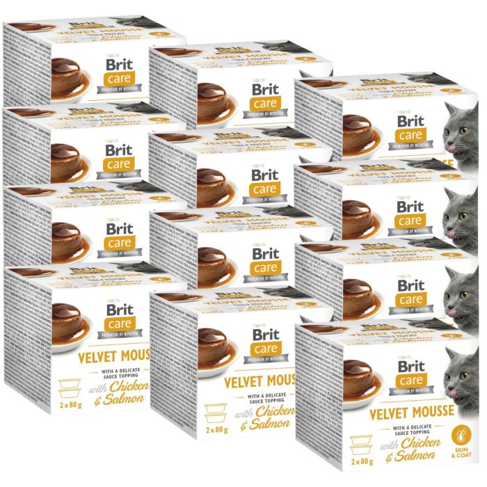 BRIT Care Cat Velvet Mousse Chicken and Salmon 24x80 g mus z kurczakiem i łososiem, mokra karma dla kotów